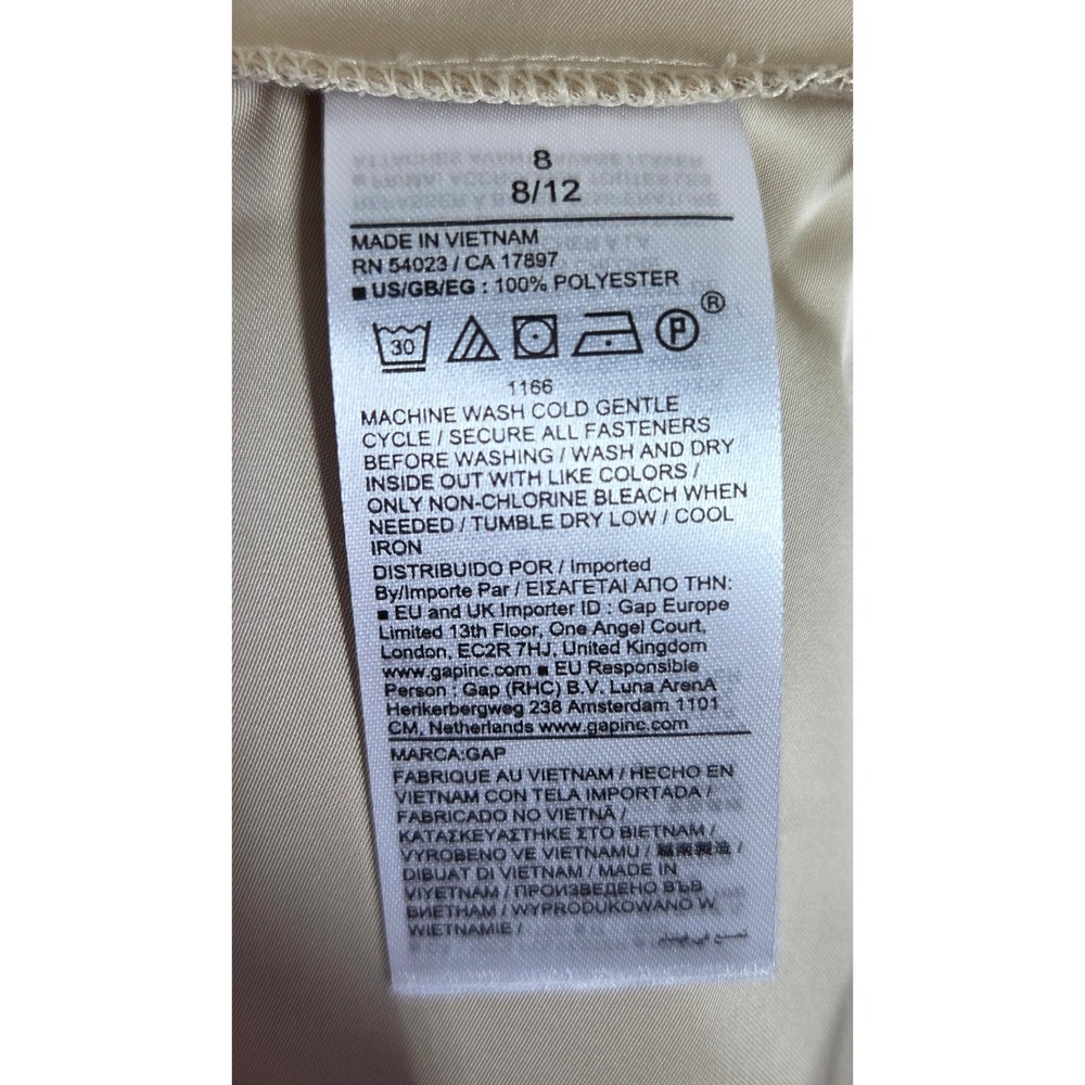 Gap Studio Satin Slip Dress Champagne Beige Maxi Formal Strappy Back Size 8 Chic - Picture 8 of 9
